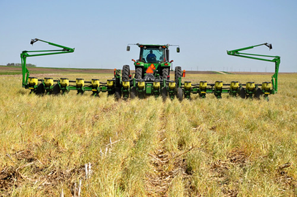 A no-till planter used to plant soybeans (US)