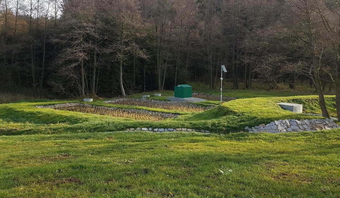 Experimental retention wetland