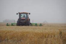 An example of minimum tillage in the modern age, shown through strip-tilling in an image from 2009. USDA NRCS Texas 