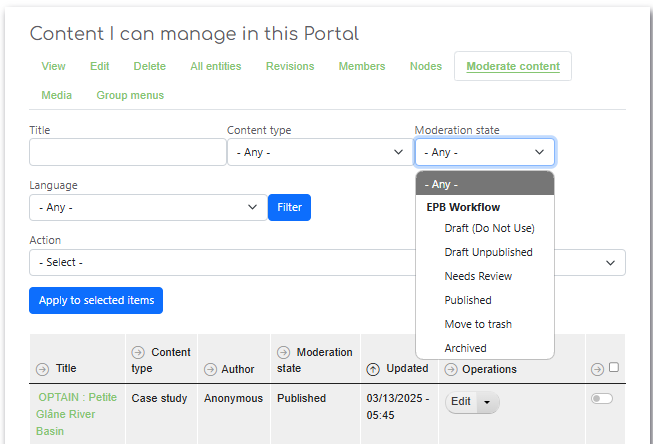 Content Moderation example